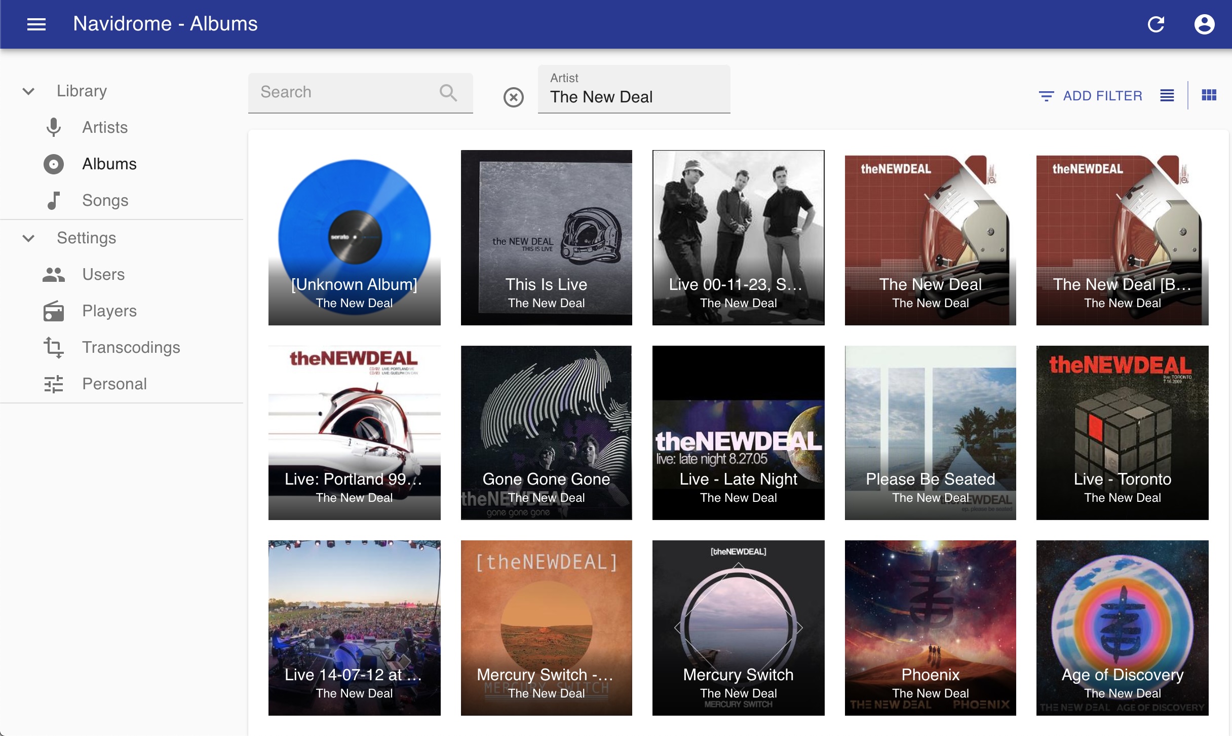 Light theme albums view